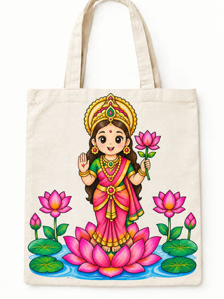 DIY Colouring Goddess Lakshmi Tote Bag
