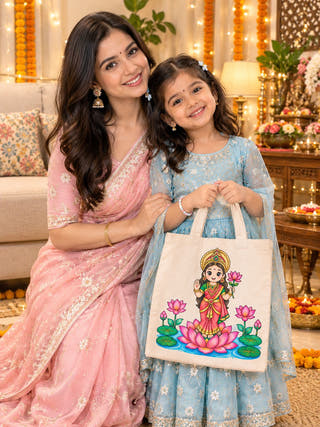 DIY Colouring Goddess Lakshmi Tote Bag