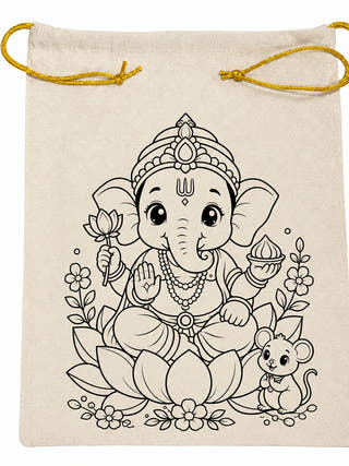 DIY Colouring Lord Ganesha Potli Bag