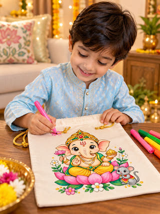 DIY Colouring Lord Ganesha Potli Bag