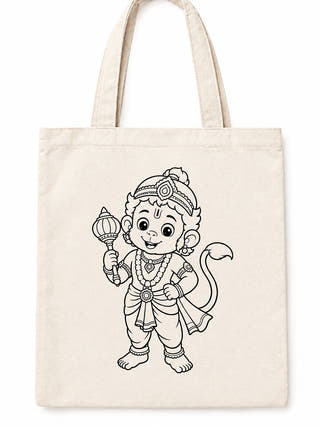 DIY Colouring Lord Hanuman Tote Bag