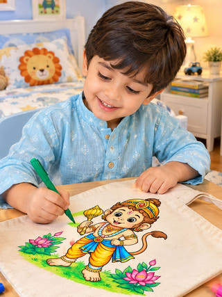 DIY Colouring Lord Hanuman Tote Bag
