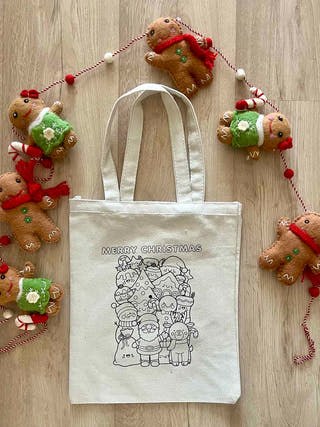 Diy Colouring Merry Christmas Goody Bag Little Canvas Off White