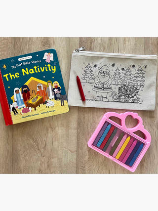 Diy Colouring Santa Claus Pouch Little Canvas Off White