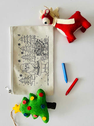 Diy Colouring Santa Claus Pouch Little Canvas 