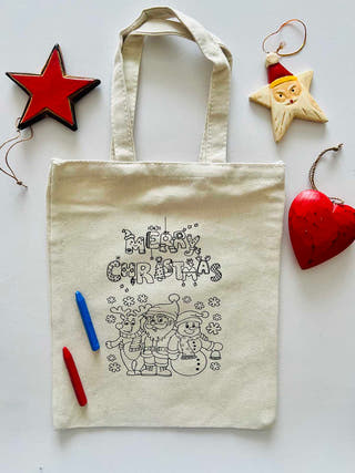 Diy Colouring Santa, Snowman, Reindeer Goody Bag Little Canvas 