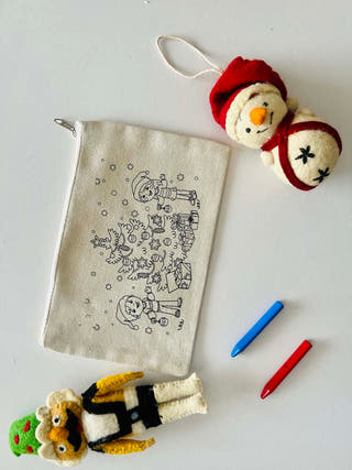 Diy Colouring Santa's Little Helper's Pouch Little Canvas 