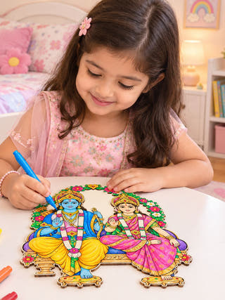 DIY Colouring Wooden Lord Ram And Sita Activity Kit