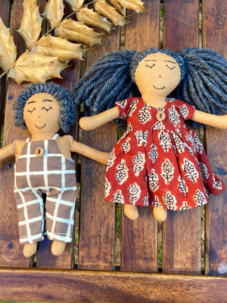 Fabric Dolls, Set of 2 Dolls, Pairs brown The Good Doll