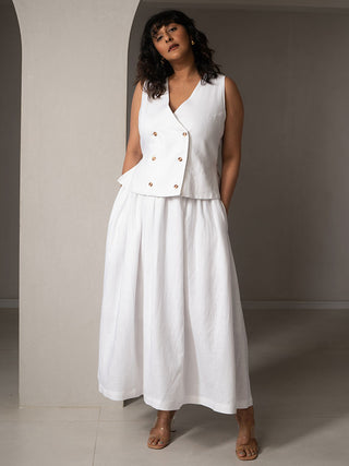 Amal Linen Skirt White Why So Blue