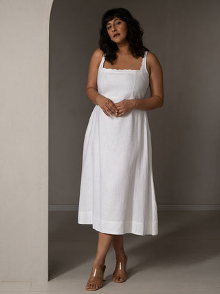 Amal Linen Day Dress White Why So Blue