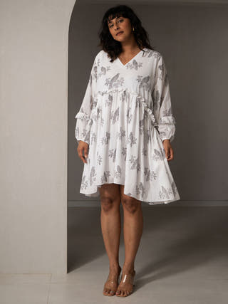 Avis Ruffled Dress White Why So Blue