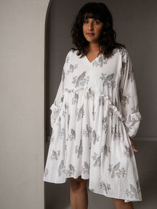 Avis Ruffled Dress White Why So Blue