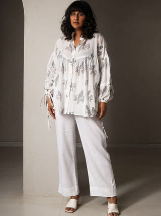 Avis Pleated Shirt White Why So Blue