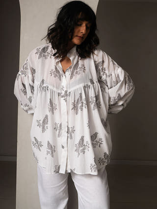 Avis Pleated Shirt White Why So Blue