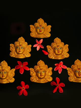 Face Of Goddess Durga - Set of 6