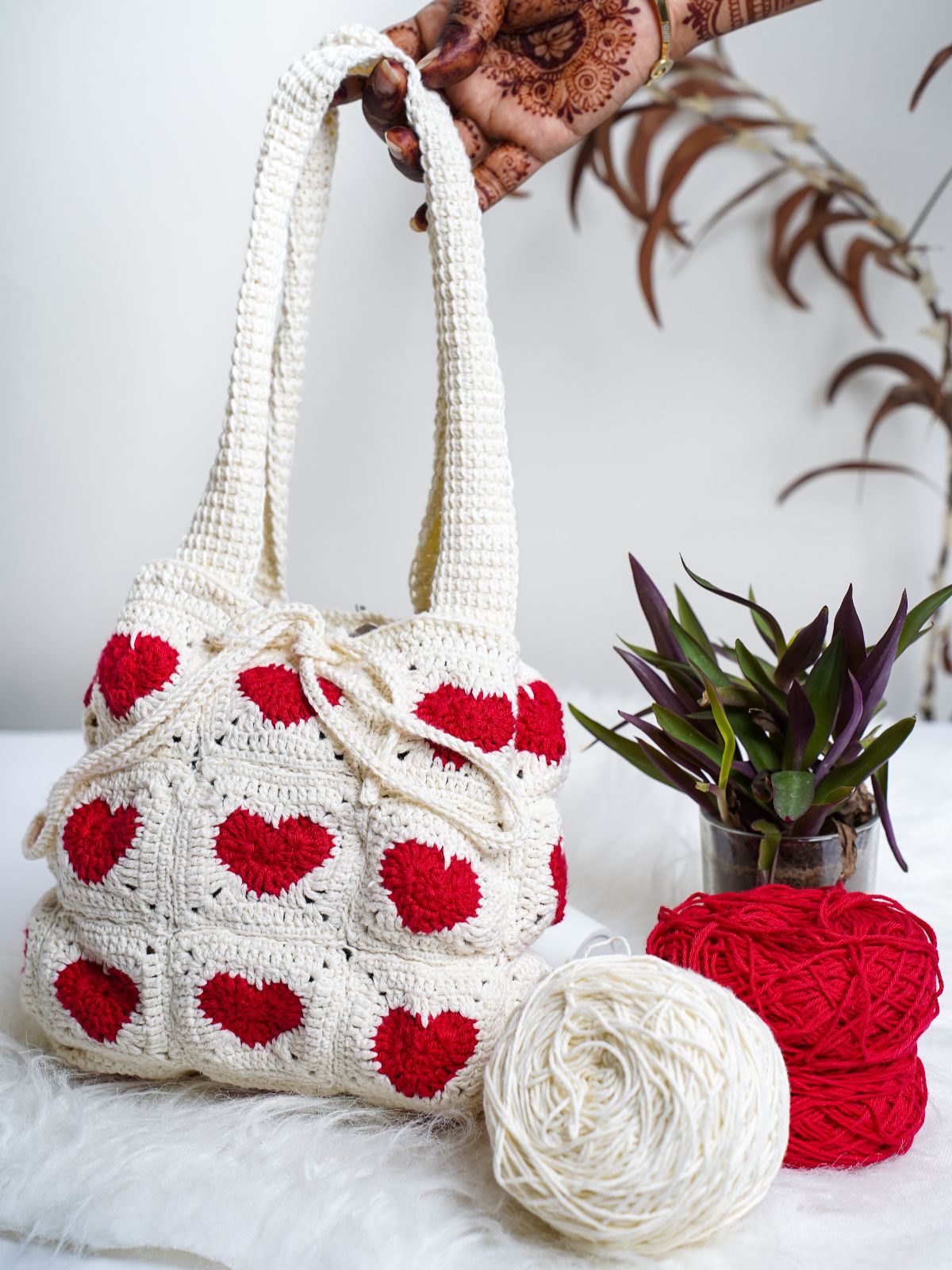Crochet Heart Handbag