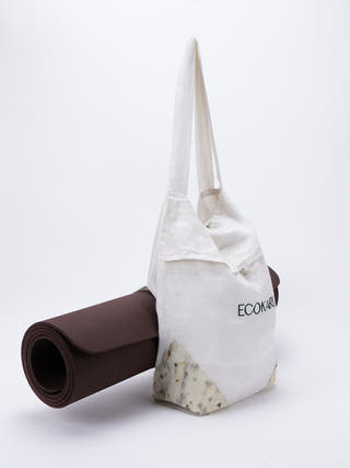 Linen Yoga Mat Bag Off White ECOKARI