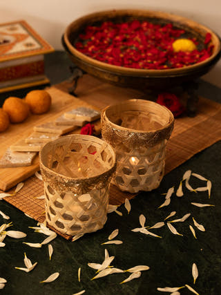 Deepam Handcrafted Bamboo Tealight - Set of 2