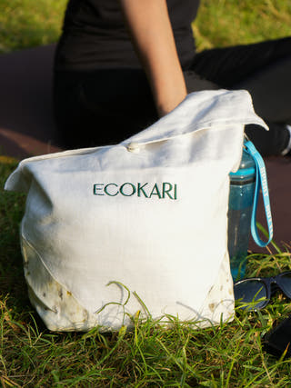 Linen Yoga Mat Bag Off White ECOKARI