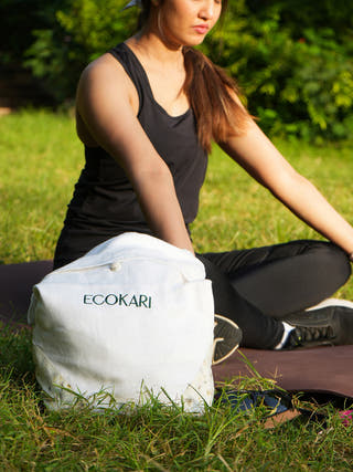 Linen Yoga Mat Bag Off White ECOKARI