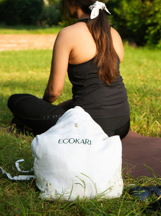 Linen Yoga Mat Bag Off White ECOKARI