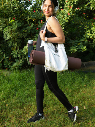 Linen Yoga Mat Bag Off White ECOKARI