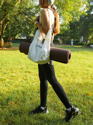 Linen Yoga Mat Bag Off White ECOKARI