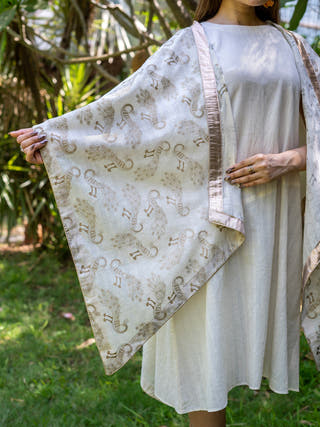 Golden Peacock Muslin Shrug MORALFIBRE