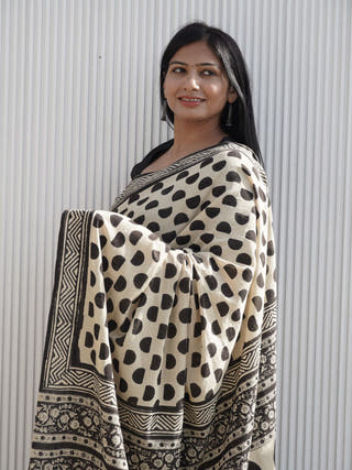 Bondita Bagru HBP Cotton Checks Saree