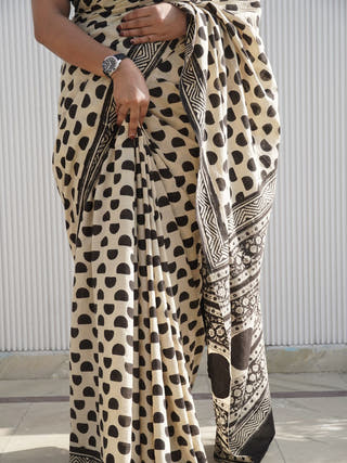 Bondita Bagru HBP Cotton Checks Saree