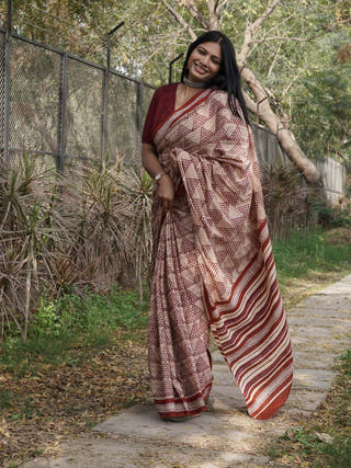 Rukmini Bagru HBP Cotton Saree