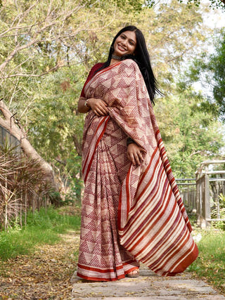 Rukmini Bagru HBP Cotton Saree