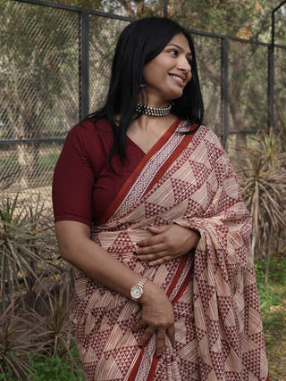 Rukmini Bagru HBP Cotton Saree