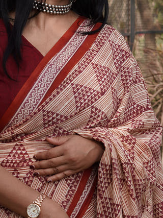Rukmini Bagru HBP Cotton Saree