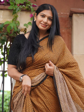 Sanskriti Mrida Dabu Mustard Cotton Saree