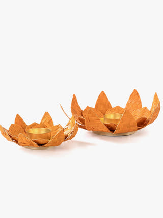 Lotus Handcrafted Bamboo Tea Light Holder