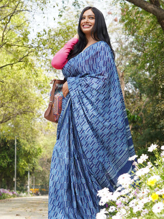 Neeraja Indigo Natural Dye Cotton Saree