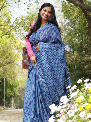 Neeraja Indigo Natural Dye Cotton Saree