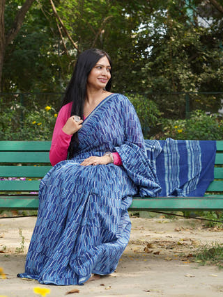 Neeraja Indigo Natural Dye Cotton Saree