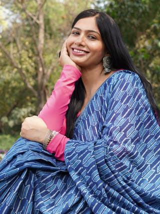 Neeraja Indigo Natural Dye Cotton Saree