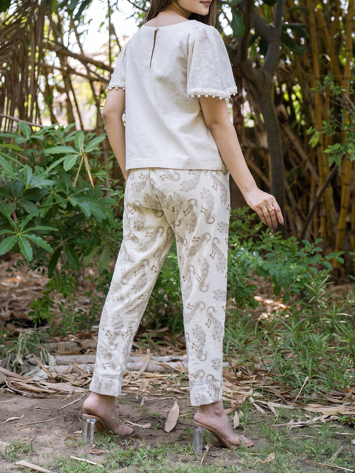 Golden Peacock Ankle Pants