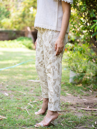 Golden Peacock Ankle Pants MORALFIBRE