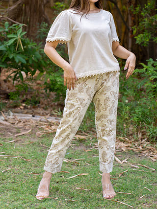 Golden Peacock Ankle Pants MORALFIBRE