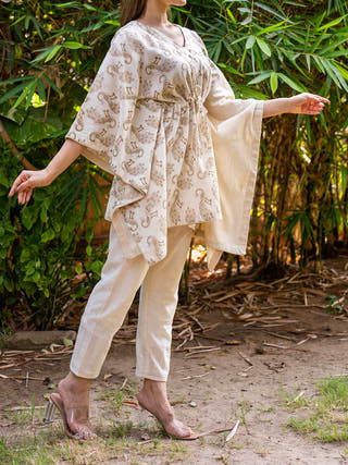 Golden Peacock Kaftaan Top In Muslin MORALFIBRE