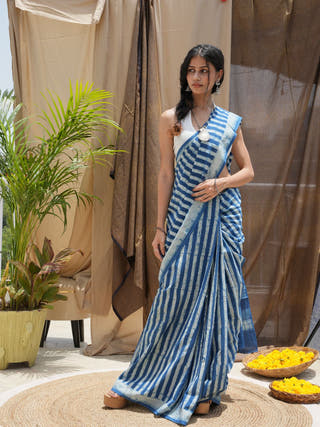 Nandini Indigo Natural Dye Cotton Saree