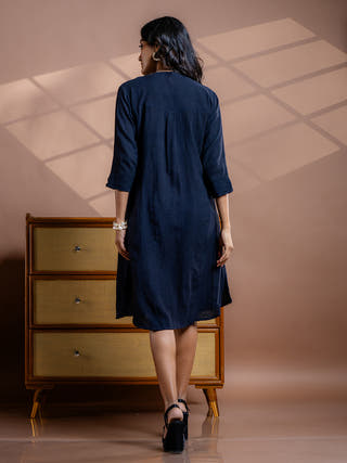 Noir Embroidered Black Kala Cotton Dress