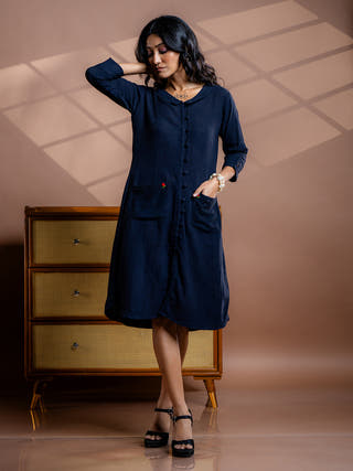 Noir Embroidered Black Kala Cotton Dress