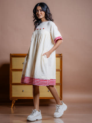 Nyara Embroidered Kora Kala Cotton Dress
