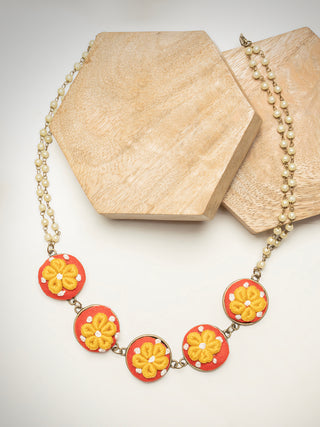 Wildflower  Hand Embroidered Chocker Red Sutanuti studio